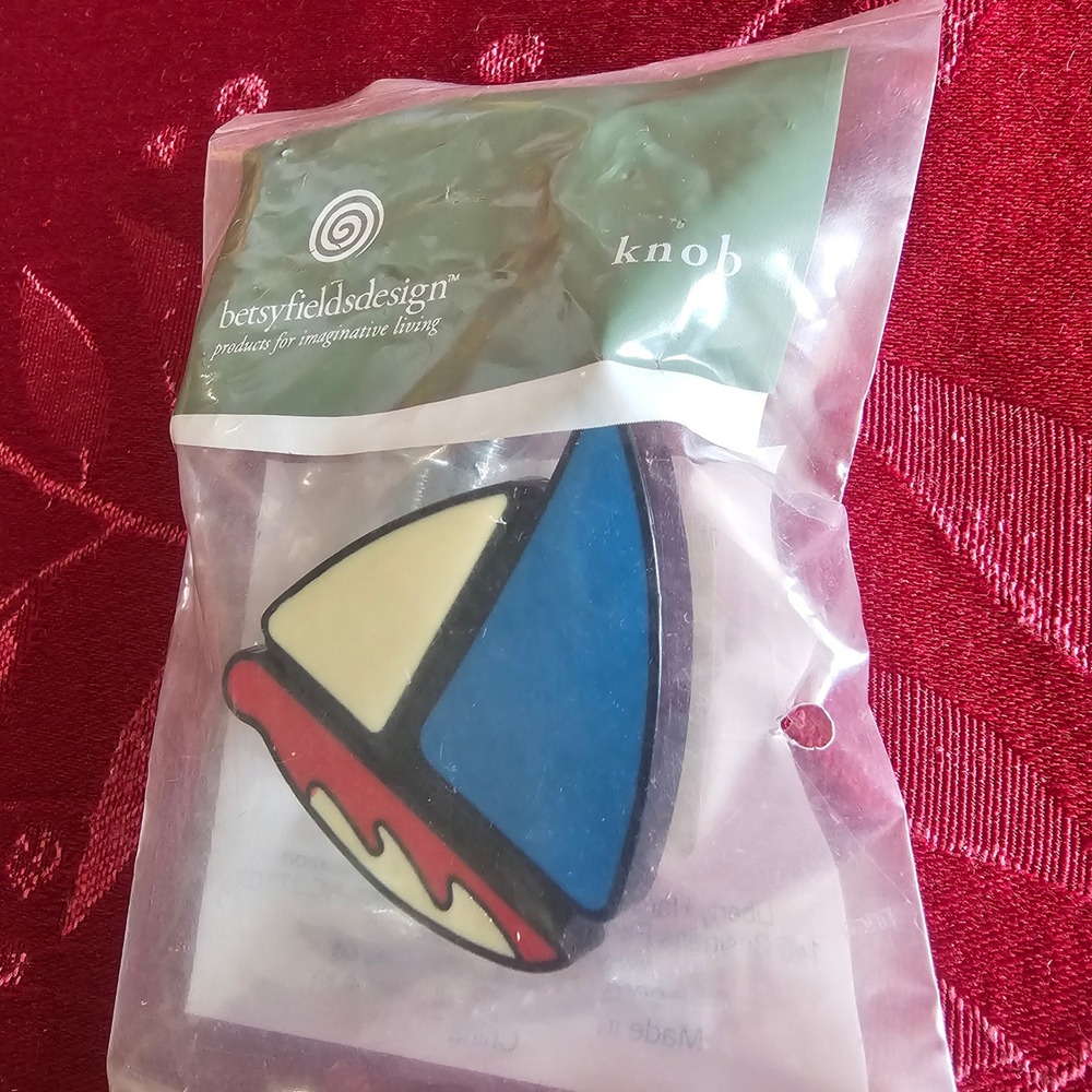 Betsy Fields Design Red Sailboat Drawer Pull Cabinet Knob Sealed Liberty Masco